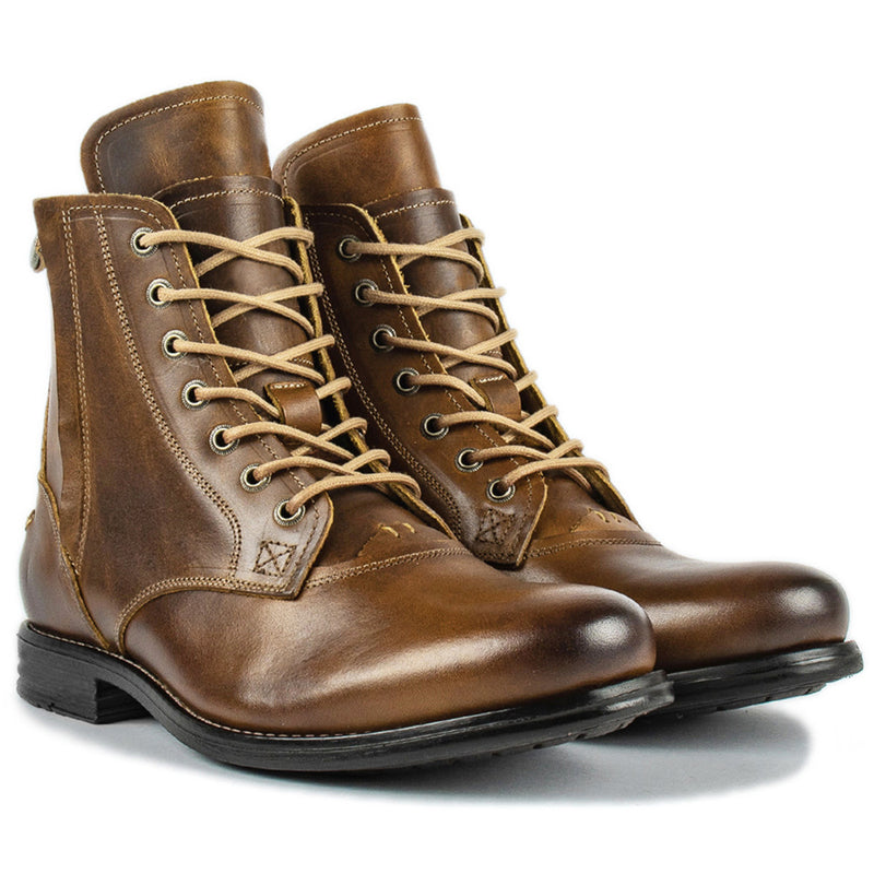 Men Cowboy Boots Retro Lace-up Martin Boot - WOMONA.COM