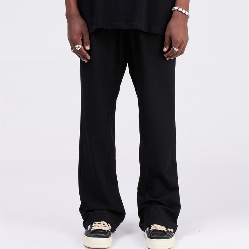 Black Loose Fitting Straight Casual Pants For Men - WOMONA.COM