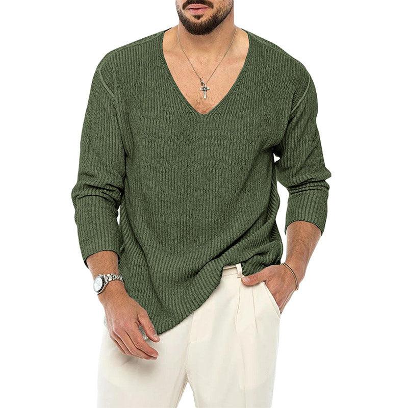 European And American V-neck Sweater Men's - WOMONA.COM