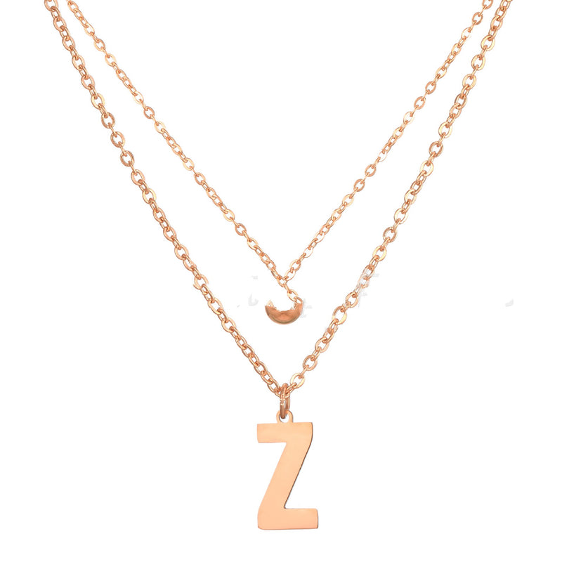 Double-layer Letter Necklace Ornament - WOMONA.COM