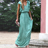 Wear V-neck Summer Sleeveless Printed Long Dress