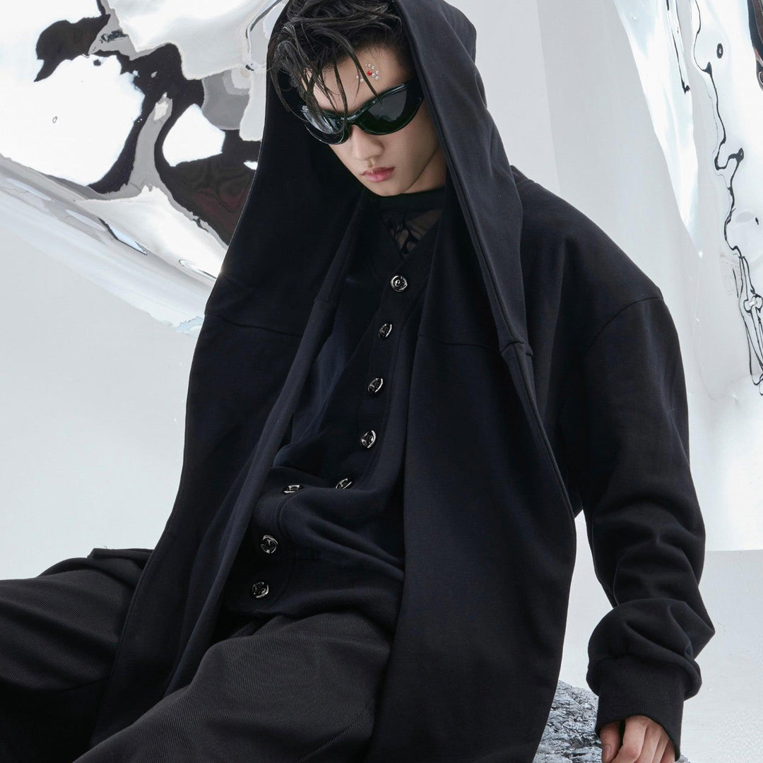 Double-layer Hooded Padded Shoulder Sweater - WOMONA.COM