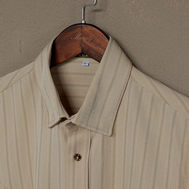 Spring And Autumn Vintage Striped Shirt Men