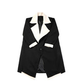 Match Bandage Dress Fake Two-piece Suit Coat