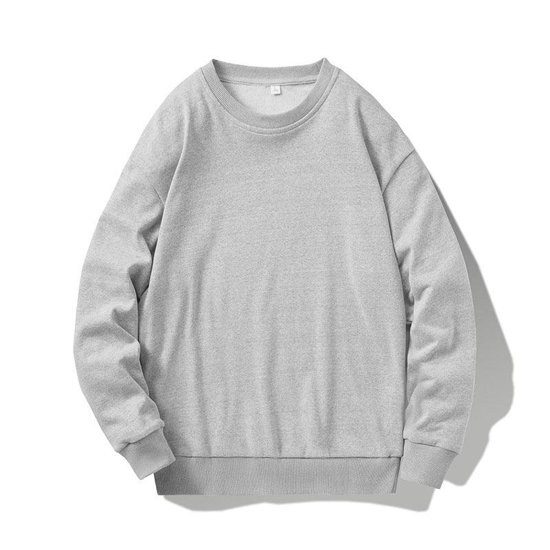 Large Solid Color Loose Shoulder Terry Round Neck Sweater - WOMONA.COM