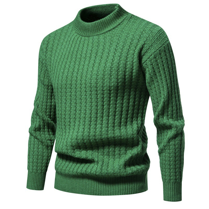 Men's Knitwear Solid Color Round Neck Fashion Sweater - WOMONA.COM