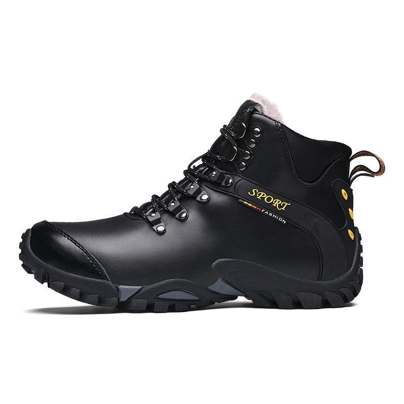 Winter Boots With Fur Casual Warm Snow Leather Work Boots Men - WOMONA.COM