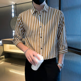 Light Cooked Style Shirt For Men With Black And White Stripes - WOMONA.COM