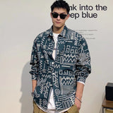 Men's Personalized Geometric Conform Print Long Sleeve Shirts - WOMONA.COM