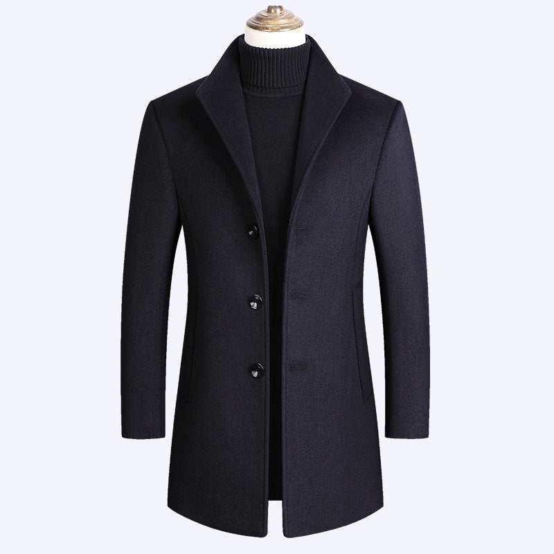 Casual Mid-length Woolen Coat - WOMONA.COM