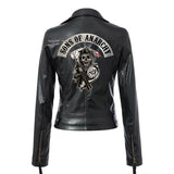 Ladies PU Washed Leather Jacket - WOMONA.COM