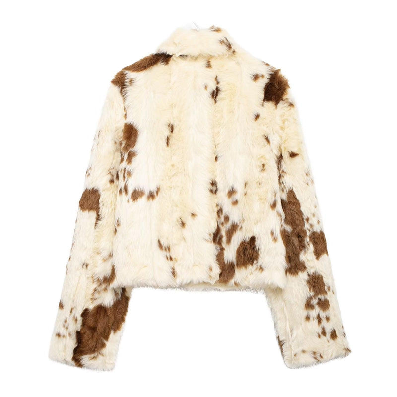 Style Artificial Fur Effect Short Chic Jacket Coat