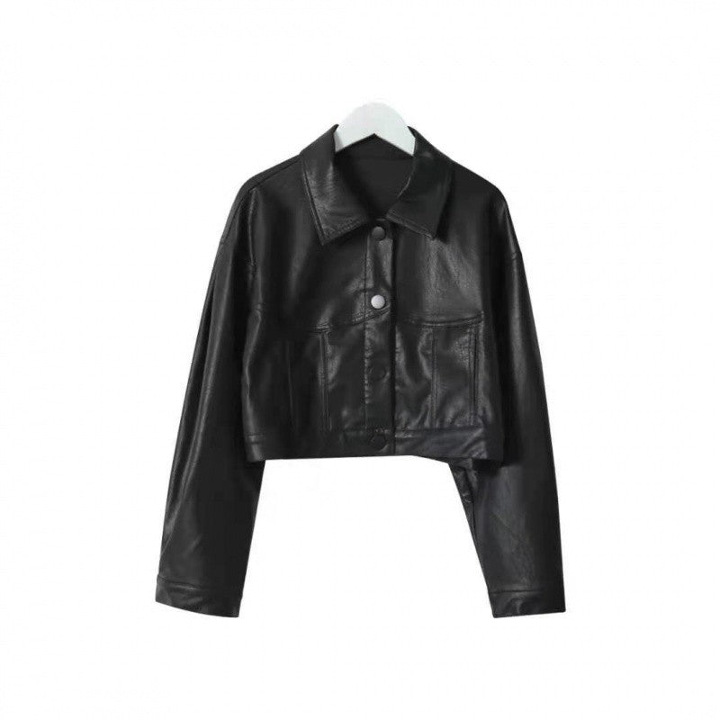 Short Leather Jacket New Vintage Women's Fashion - WOMONA.COM