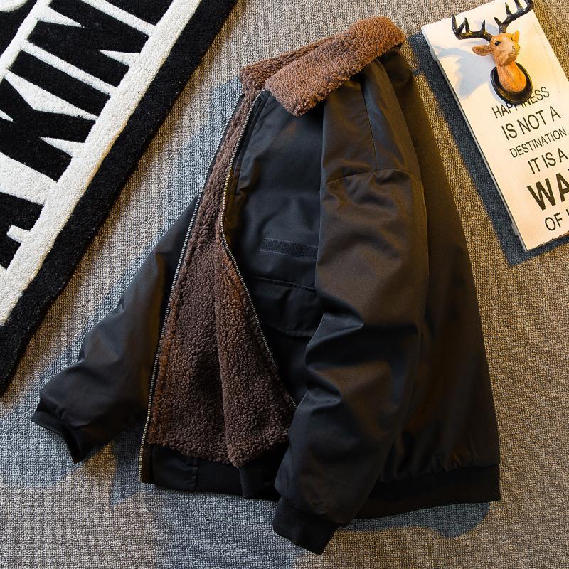 Fleece-lined Padded Lapel Jacket - WOMONA.COM