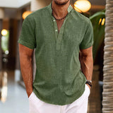 Cardigan Cotton And Linen Short Sleeve Shirt - WOMONA.COM