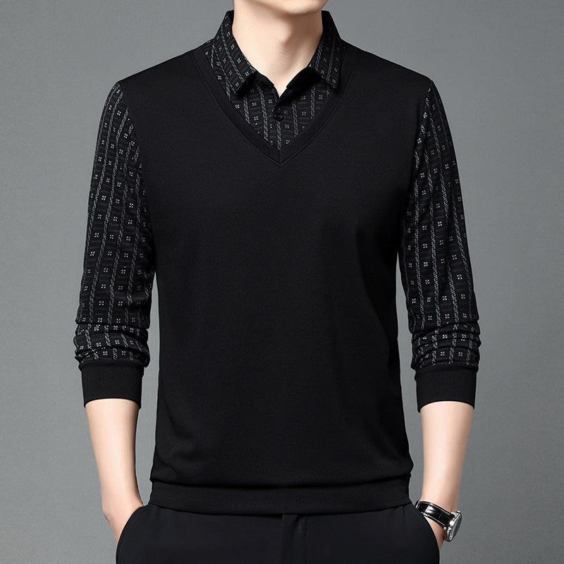 Men's False Two Pieces Knitwear Bottoming Sweater