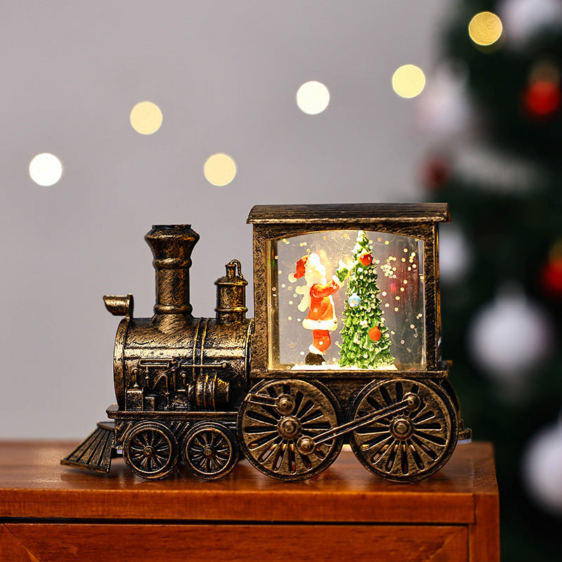 Lámpara de noche pequeña con decoración de tren para regalo de Navidad