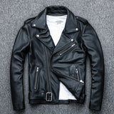 Pure Cowhide Biker's Leather Jacket - WOMONA.COM