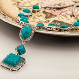 Turquoise Vintage Diamond Necklace - WOMONA.COM