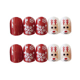 Artificial Christmas Snowflake Elk Cartoon Design Fake Nails Manicure - WOMONA.COM