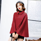 New Women's Red Fashion Woolen Coat Cloak Coat - WOMONA.COM