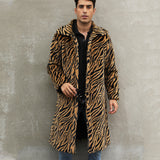 Men's Square Collar Imitation Fur Long Coat Overcoat - WOMONA.COM