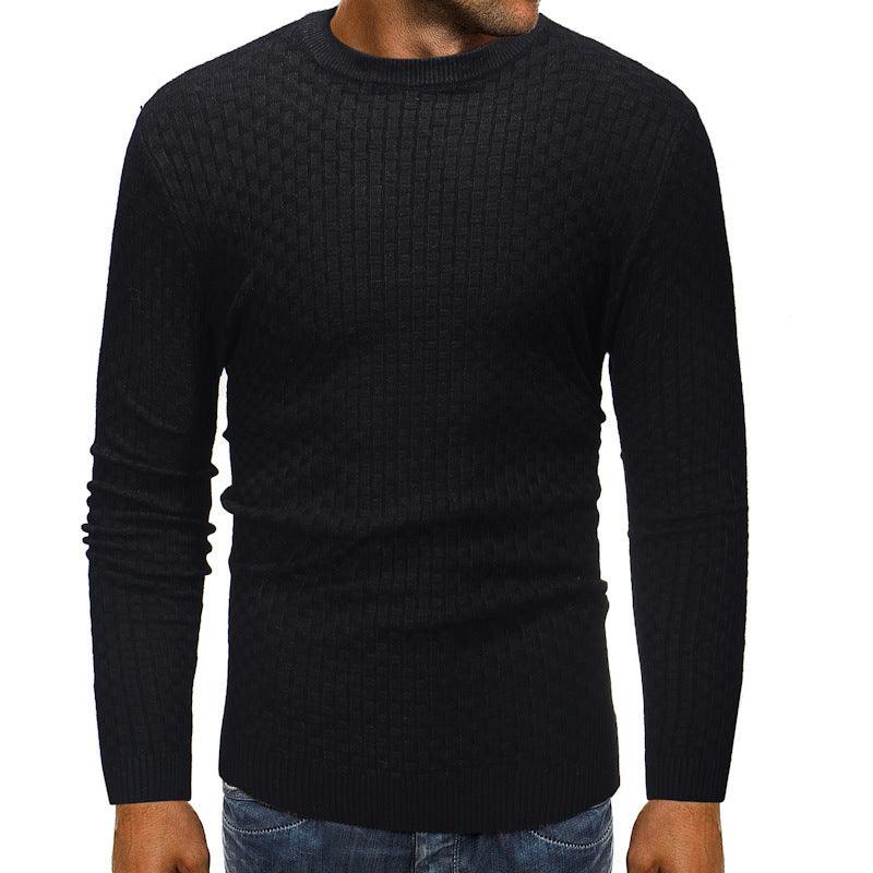 Fashion Plaid Pullover Crew Neck Sweater Knitwear - WOMONA.COM