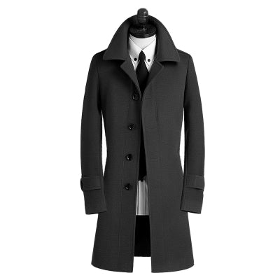 Wool Men's Mid-length Korean Version Windbreaker Coat - WOMONA.COM