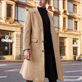 Men's Long Trench Coat Woolen Coat - WOMONA.COM