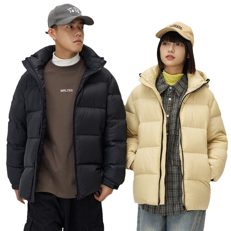 Couple Winter New Windproof Coat Solid Color Hooded - WOMONA.COM