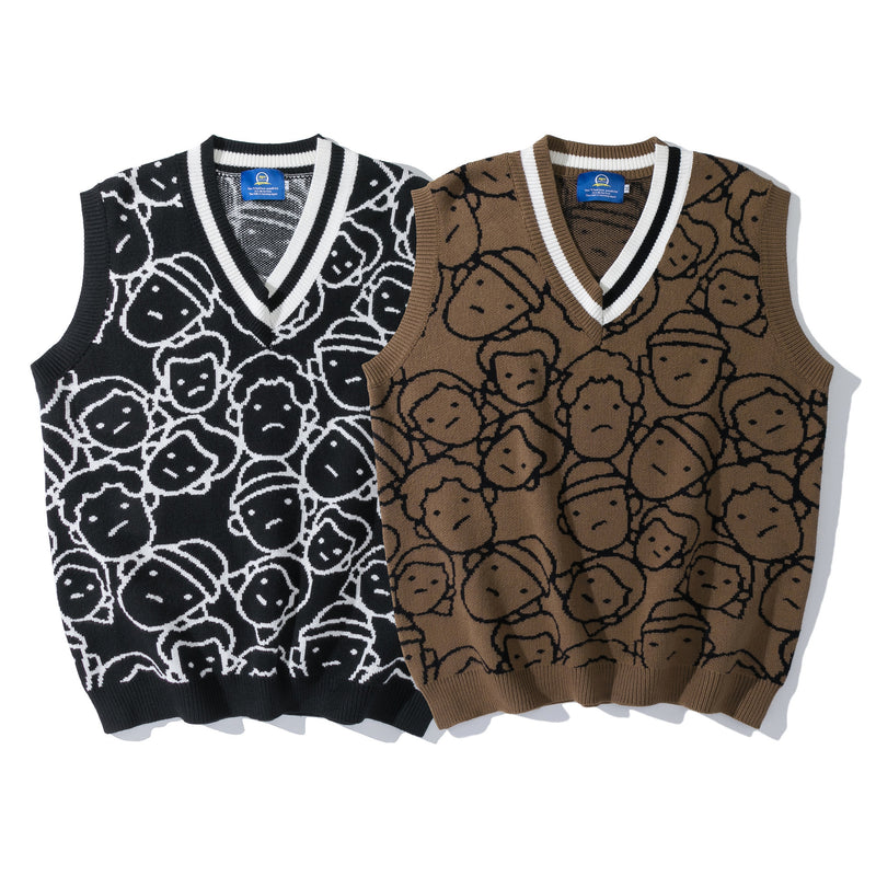 Couple Printing Sleeveless Sweater Men - WOMONA.COM