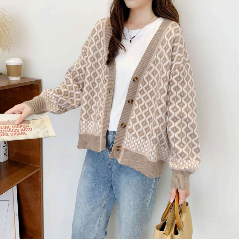 Diamond pattern sweater - WOMONA.COM