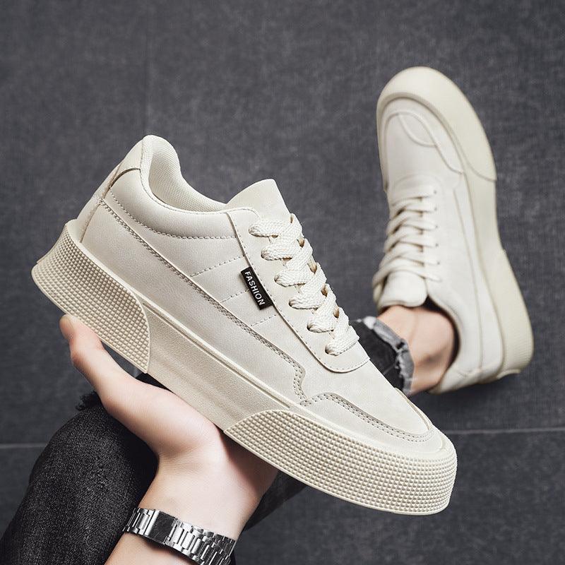 Casual Board Flat Shoes Men Breathable Thick-soled Lace-up Sneakers For Walking Running - WOMONA.COM