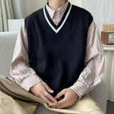 Men's Fall V-neck Vest Sweater Knitwear Top - WOMONA.COM