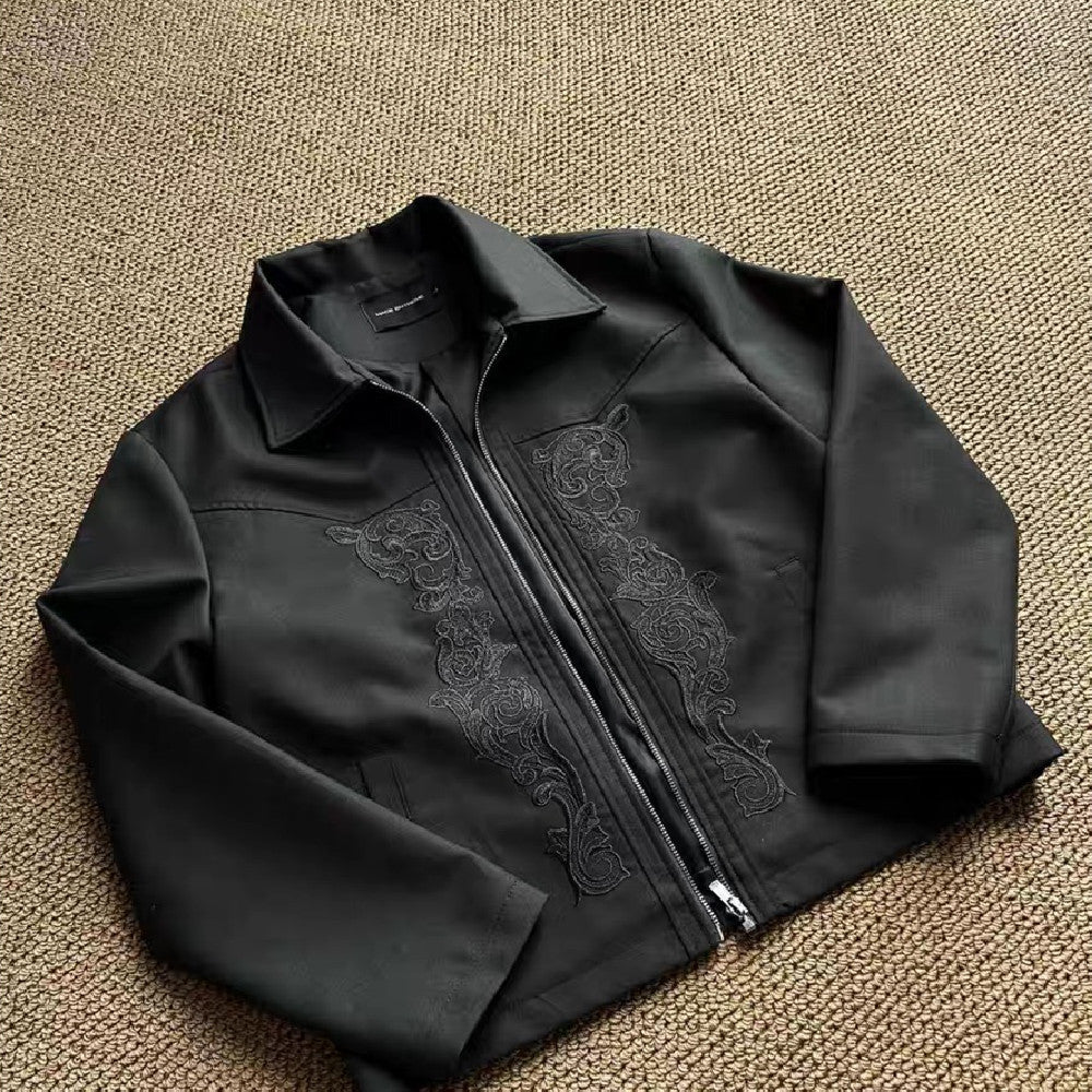 Men's Embroidered Zip-Front Collared Jacket - product view 1