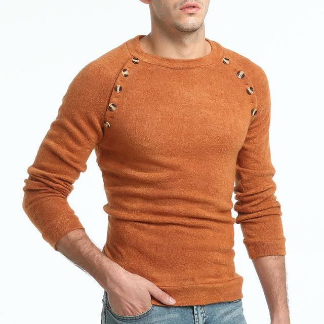 Men Button Splicing Sweater