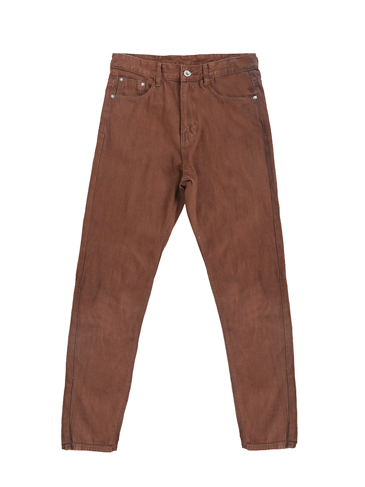 Men's Hip-Hop Vintage Brown Straight-Leg Jeans – alternate product view 5