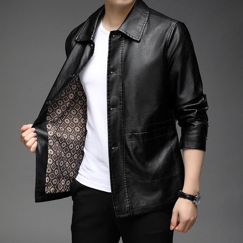 Autumn New Young And Middle-aged Leather Jacket - WOMONA.COM