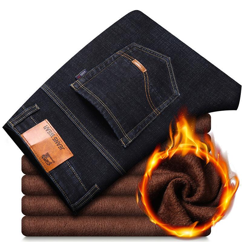 Thickened Plush Jeans Keep Men Warm In Winter - WOMONA.COM