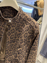 Abrigo corto con estampado de leopardo al estilo de Hong Kong