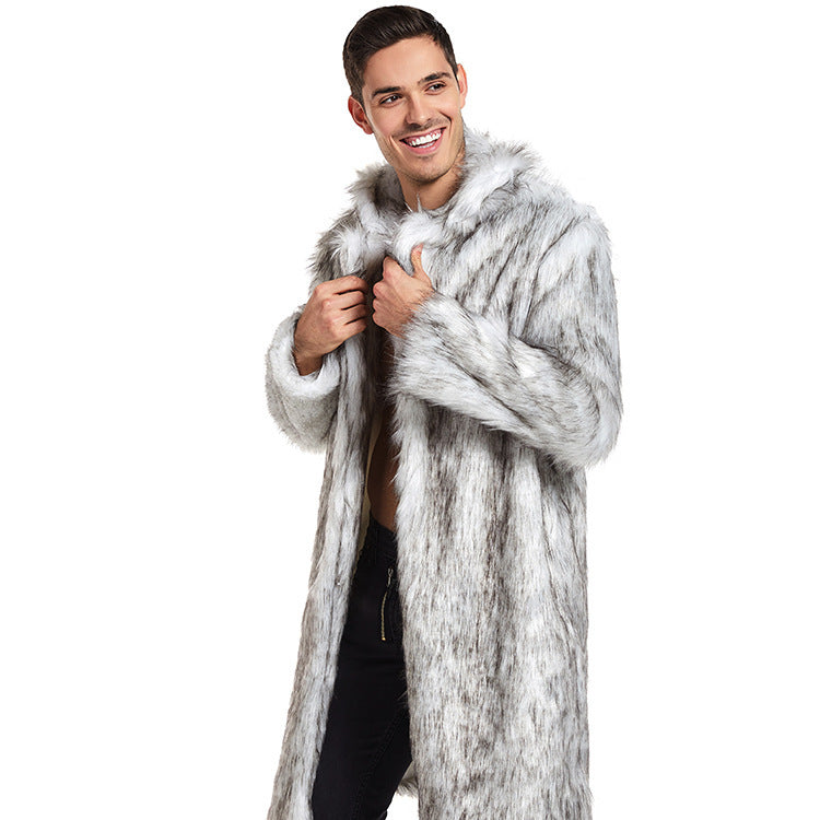 European And American Men's Artificial Fur Long Coat - WOMONA.COM