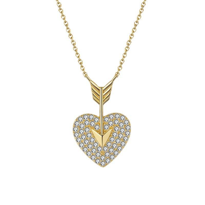 Sterling Silver Diamond Necklace Heart Shaped Net Red - WOMONA.COM