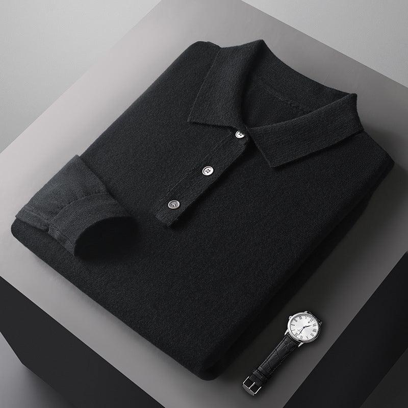 Men's Fashion Polo Collar Woolen Sweater - WOMONA.COM