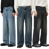 Men And Women Washed-out Vintage Wide-leg Pants - WOMONA.COM