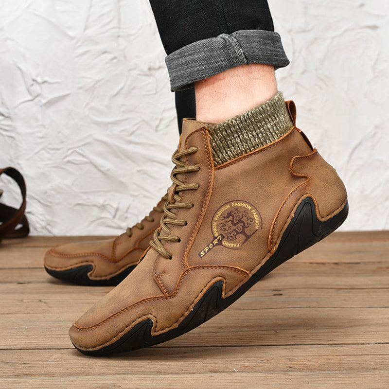 Men Ankle Boots High Top High Quality Flats Shoes - WOMONA.COM