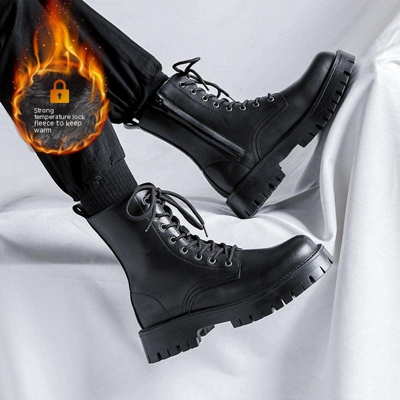 Men's Leather New High-top Boots - WOMONA.COM