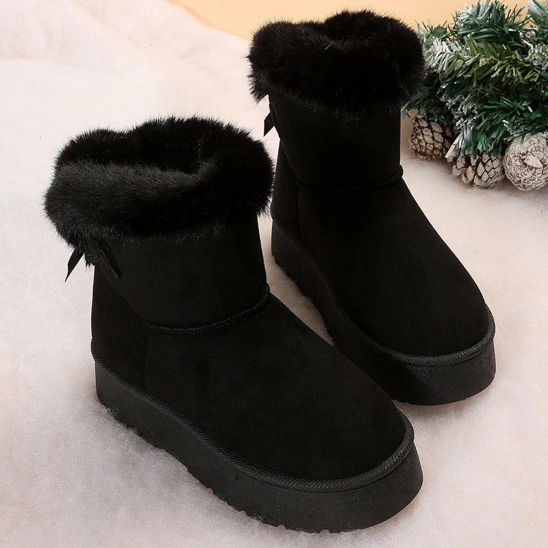 New Bow-knot Snow Boots Winter Plus Velvet Warm - WOMONA.COM