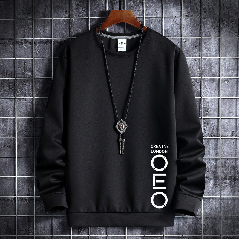 Men's light gray thin crew neck sweatshirt