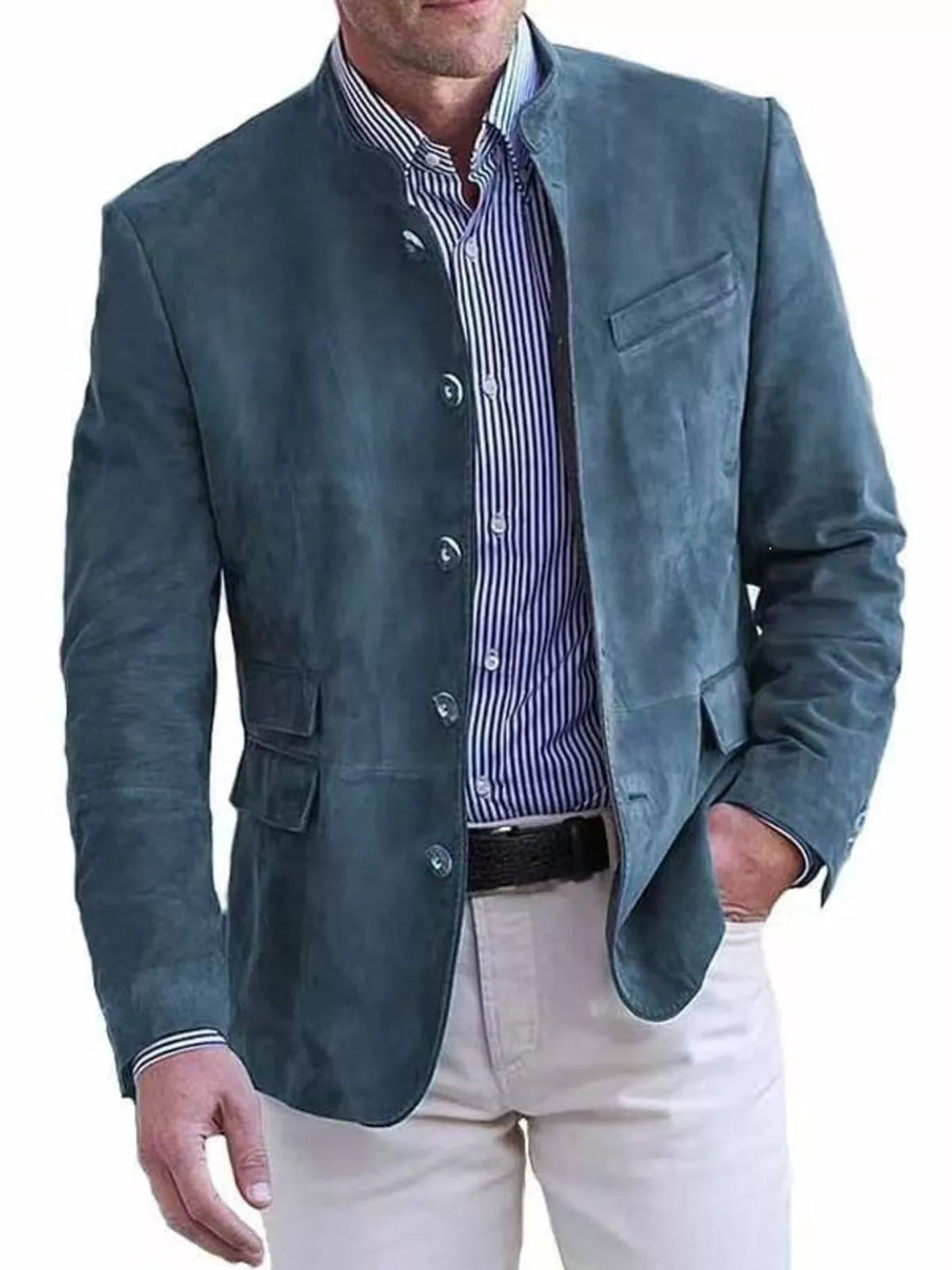 Men's Button-Up Long-Sleeve Blazer – Plus Size