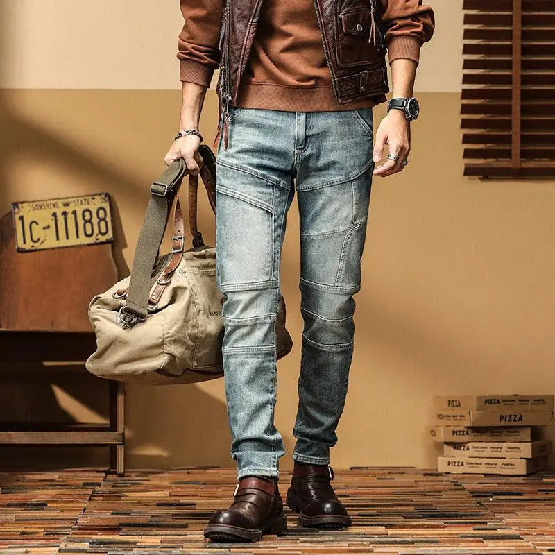 High Quality Stretch Blue Denim Trousers - WOMONA.COM
